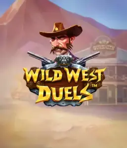  Immerse yourself in the wild world of "Wild West Duels" by Pragmatic Play, featuring a hardened gunslinger ready for a showdown. The image shows a fierce cowboy with crossed pistols, framed by a desert backdrop. His intense eyes and authentic attire capture the essence of the Old West. The game's title is boldly presented in an ornate font, adding to the exciting theme. 